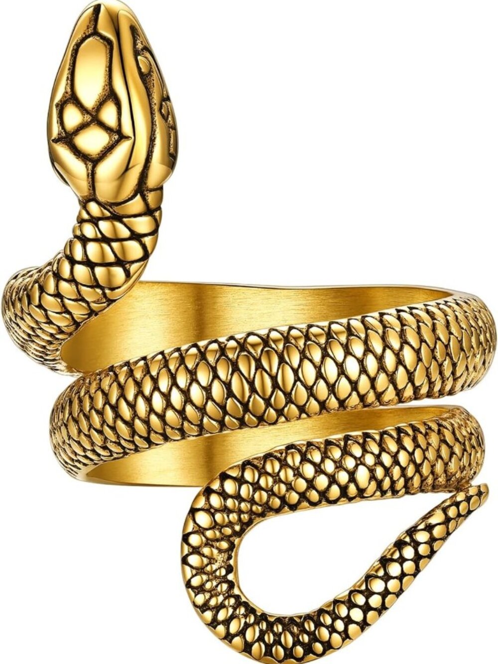 Retro Punk Gothic Black Snake Ring - Stainless Steel & 18K Gold Plated Jewelry